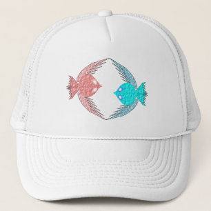 Cute Pink and Blue Love Birds Trucker Hat