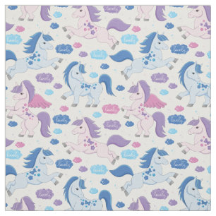 Cute pink and blue unicorns pattern Fabric
