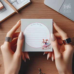 Cute Pink and Blue Watercolor Ballerina Mum Notepad