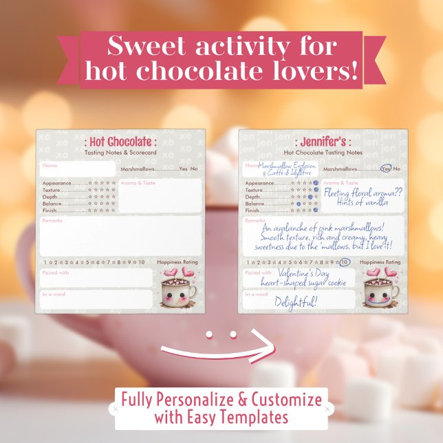Cute Pink and Cream Hot Chocolate Tasting Notes (Creator Uploaded)