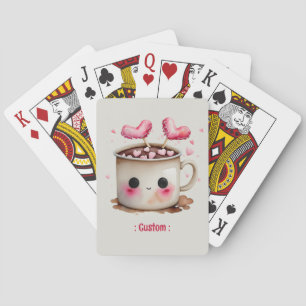 Cute Pink and Cream Watercolor Hot Cocoa Mug Playing Cards