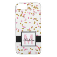 Cute Pink and Gold Glitter Confetti, Monogrammed