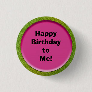 Cute Pink and Green Birthday Button