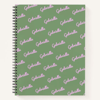 Cute Pink and Green Personalised Script Name Not Notebook