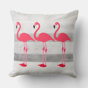 cute pink and grey flamingo design pillow