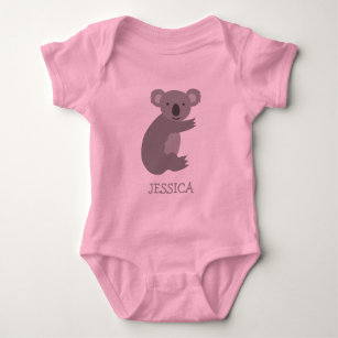 Cute pink and grey koala bear girls baby clothes baby bodysuit