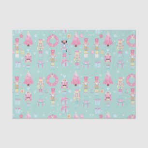 Cute Pink and Mint Green Christmas Nutcracker Tissue Paper
