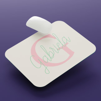 Cute Pink and Mint Green Feminine Typoghaphy Mouse Pad