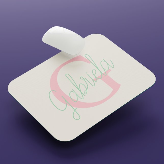 Cute Pink and Mint Green Feminine Typoghaphy Mouse Pad (Creator Uploaded)