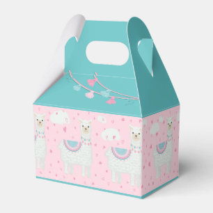 Cute pink and mint llama pattern favour box