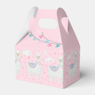 Cute pink and mint llama pattern favour box