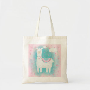 Cute pink and mint llama tote bag