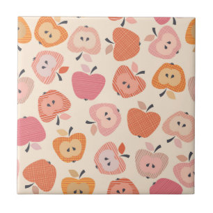 Cute pink and orange apple pattern ceramic tile