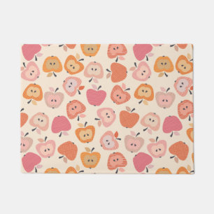 Cute pink and orange apple pattern doormat