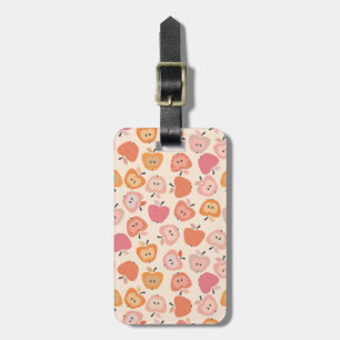 Cute pink and orange apple pattern luggage tag