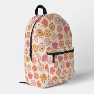 Cute pink and orange apple pattern printed backpack