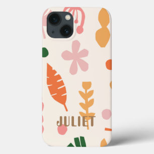 Cute Pink and Orange Floral Personalised iPhone 13 Case