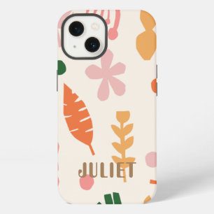 Cute Pink and Orange Floral Personalised iPhone 13 Case