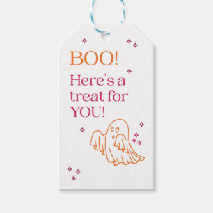 Cute Pink and Orange Ghost Halloween Gift Tag