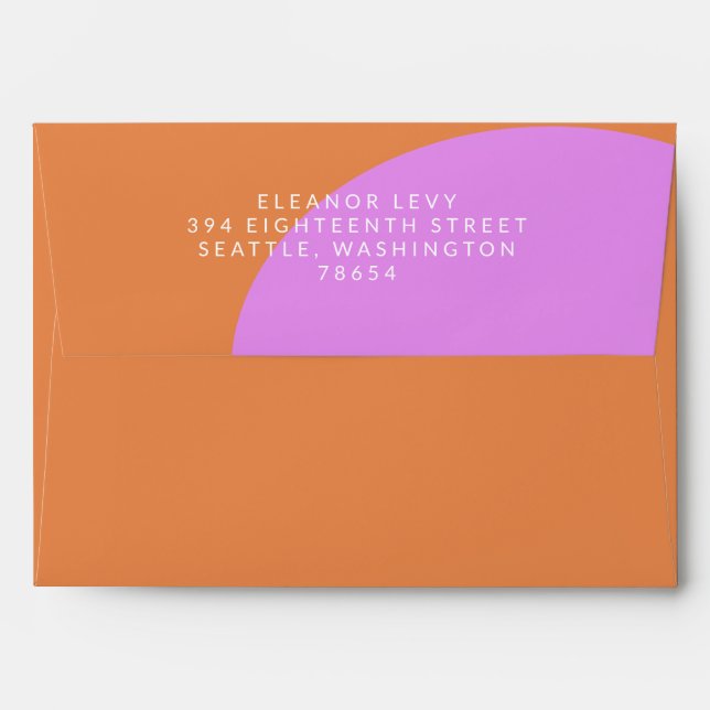 Cute Pink and Orange Retro Couples Shower  Envelope (Back (Top Flap))