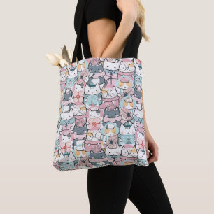 Cute Pink and Purple Anime Jumble Tote Bag