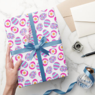 Cute Pink and Purple Easter Eggs Pattern Wrapping Paper