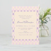 Cute Pink and Purple Groovy Retro Bridal Shower
