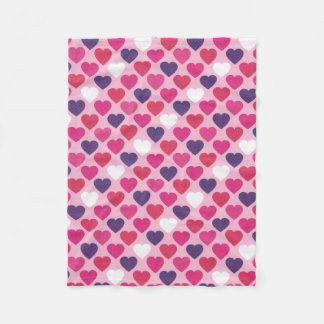 Cute Pink and Purple Hearts Romantic pattern   Fleece Blanket