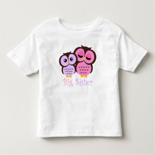 Cute Pink and Purple Owls Big Sister Toddler T-Shirt