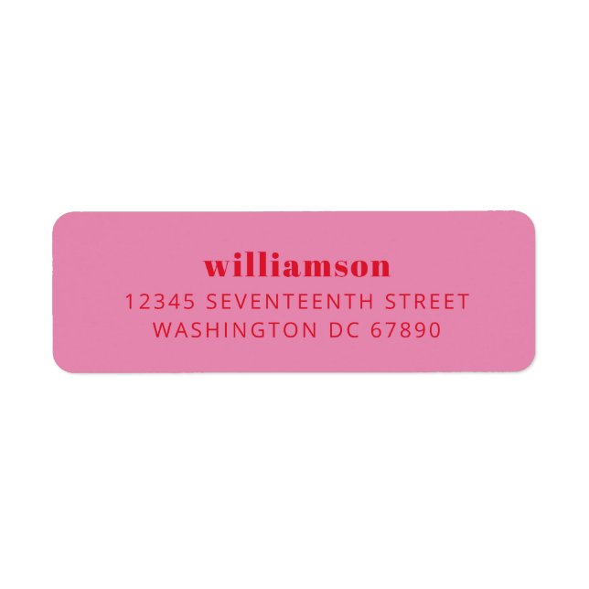 Cute Pink and Red Last Name Return Address Label (Front)