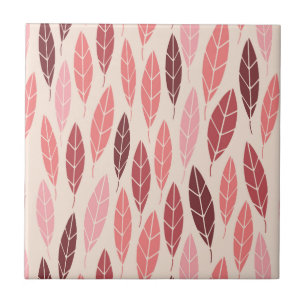 Cute pink and red leaves pattern tile