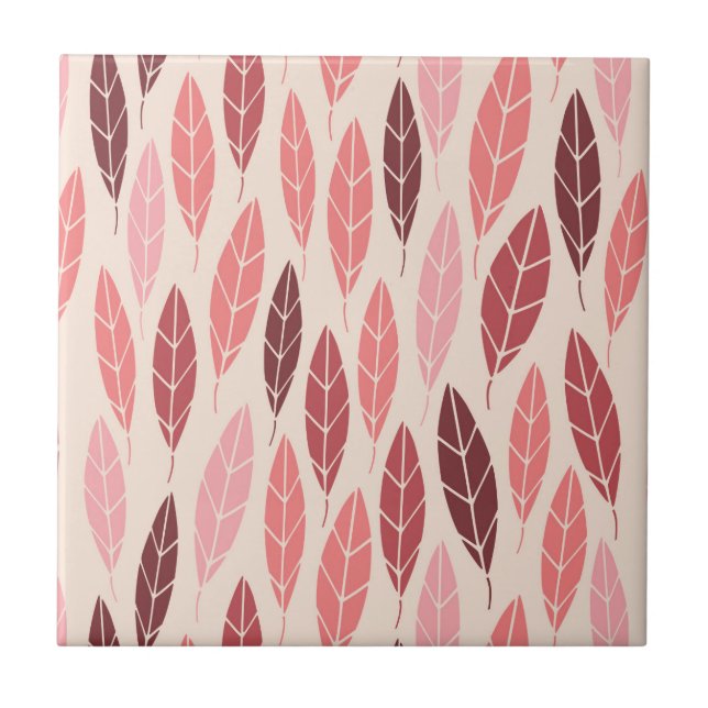 Cute pink and red leaves pattern tile (Front)