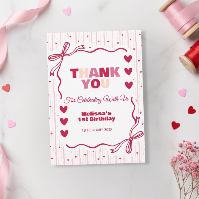 Cute Pink and Red Sweetheart Thank You Birthday  (Creator Uploaded)