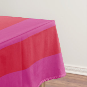 Cute Pink and Red Wide Stripes Christmas Holiday Tablecloth