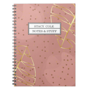 Cute Pink and Rose Gold Name Personalised Notebook