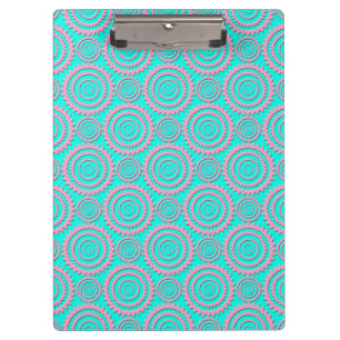 Cute Pink and Turquoise Geometric Pattern Clipboard