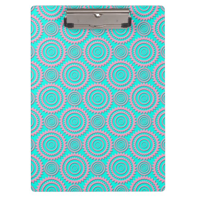 Cute Pink and Turquoise Geometric Pattern Clipboard (Front)