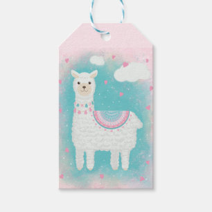   Cute Pink and Turquoise Llama  Gift Tags