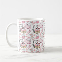 Cute Pink and White Cat Mug