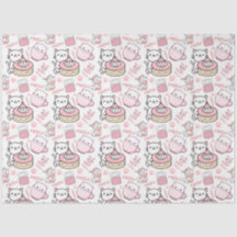 Cute Pink and White Cat Tissue Paper
