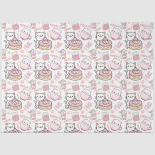 Cute Pink and White Cat Tissue Paper