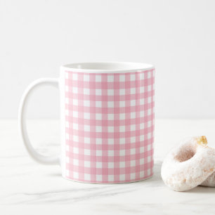 Cute Pink and White Check Ceramic Mug