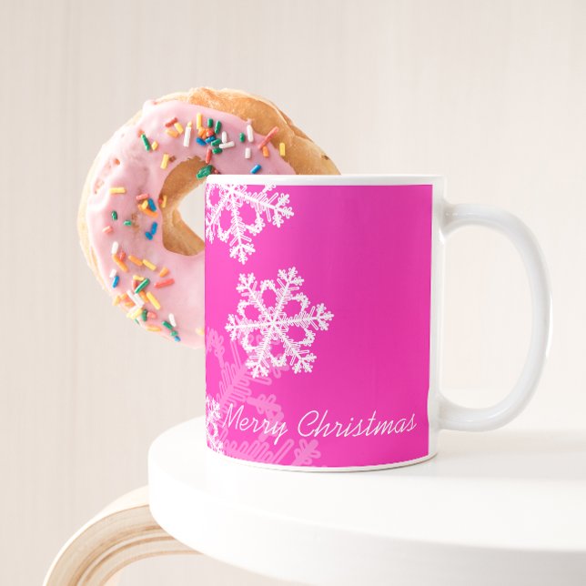 Cute pink and white Christmas snowflakes Coffee Mug (Creator Uploaded)