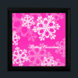 Cute pink and white Christmas snowflakes Gift Box<br><div class="desc">Lovely,  modern and trendy pattern with white snowflakes on a colourful background. Perfect Christmas gift.</div>