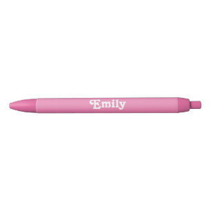 Cute pink and white custom name text monogram blue ink pen