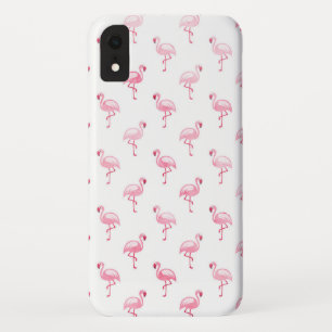Cute Pink and White Flamingo Pattern iPhone XR Case