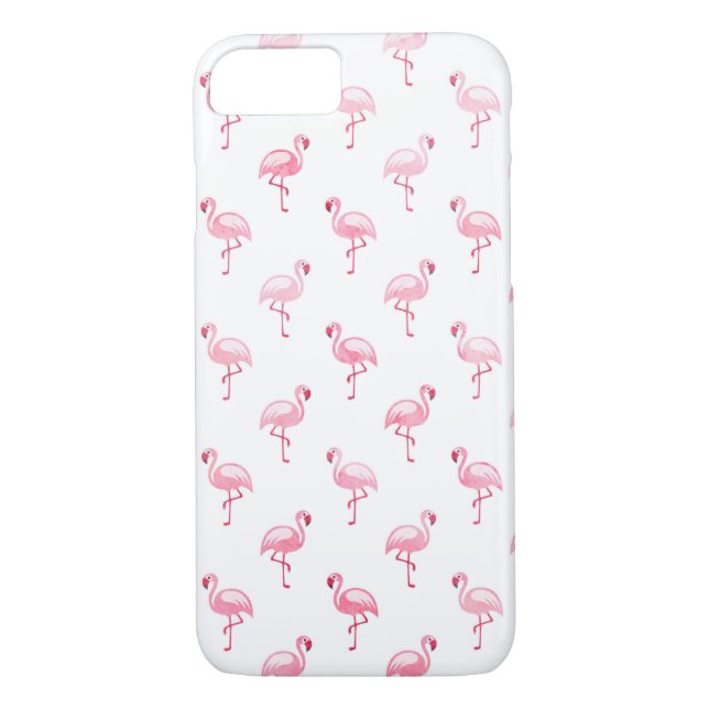 Cute Pink and White Flamingo Pattern Case-Mate iPhone Case (Back)