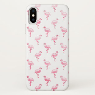 Cute Pink and White Flamingo Pattern iPhone X Case