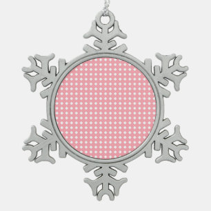 Cute Pink and White Geometric Pattern Snowflake Pewter Christmas Ornament