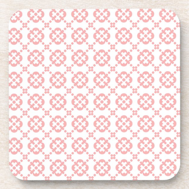 Cute Pink and White Girly Pattern Coaster (Front)